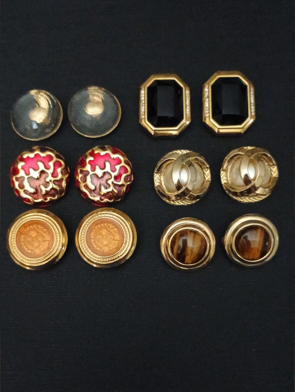 Gold Tone Mixed Vintage-Style Button Earring Set - Assorted Colors